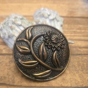 Vintage Floral Metal Brooch
